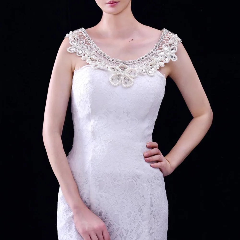 TOPQUEEN свадебное платье ручной работы с бусинами ожерелье на плечо Жемчужное