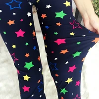 color stars printing elastic leggings women high waist leggings stretch pencil pants slim female bottoms women pant