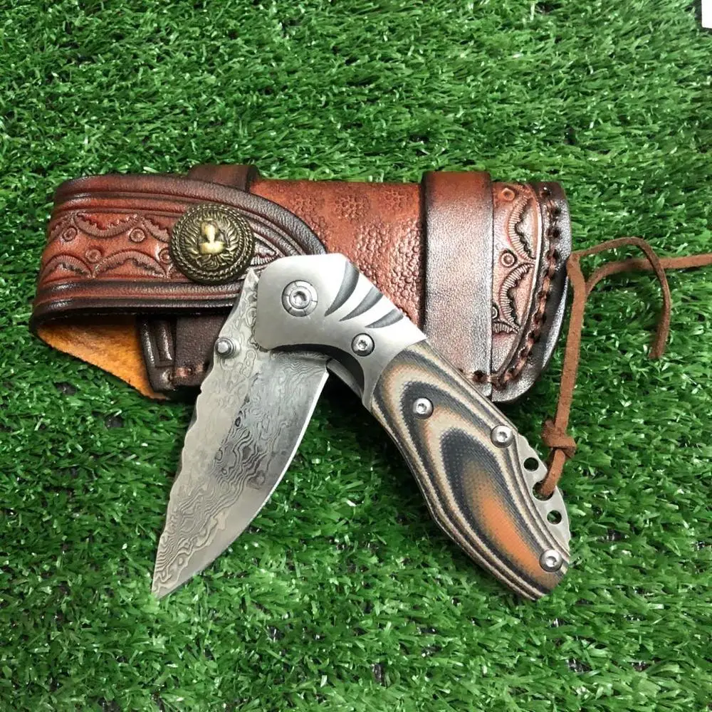 Складной нож из дамасской стали портативный карманный клинок для повседневного