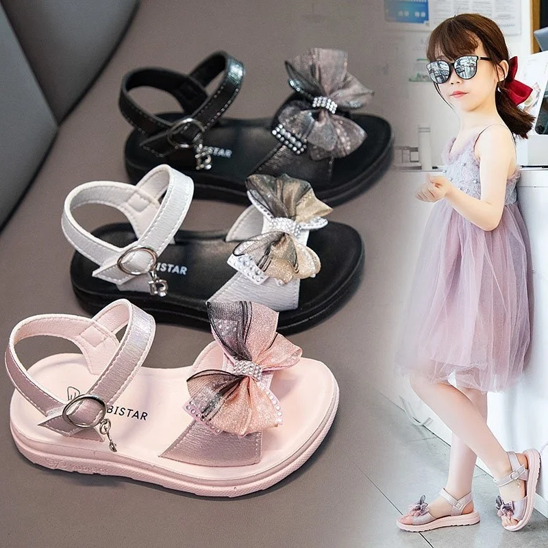 

2021 new casual bowknot non-slip soft children's toddler baby shoes summer Korean girl princess open-toed beach sandals