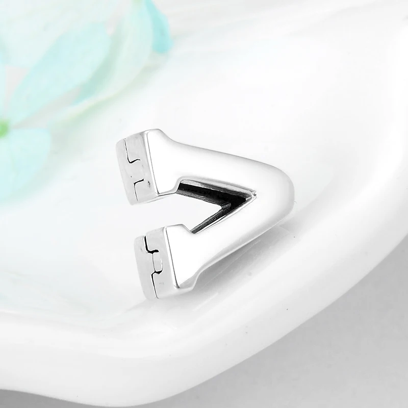 Хит 925 пробы серебро прозрачный кристалл циркон удача буквы V зажим бусины