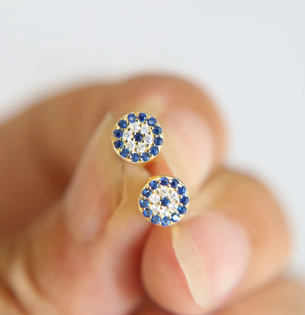 Promotion Top Fashion Plant Trendy Women Brincos 925 Sterling Silver High Quality Dots 3 Raw Evil Eye Disco Studs Earring | Украшения и