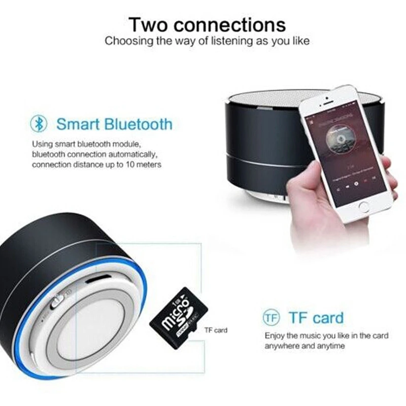 Беспроводной мини Super Bass Bluetooth музыкальный динамик для Samsung iPhone iPad Tablet серебристо