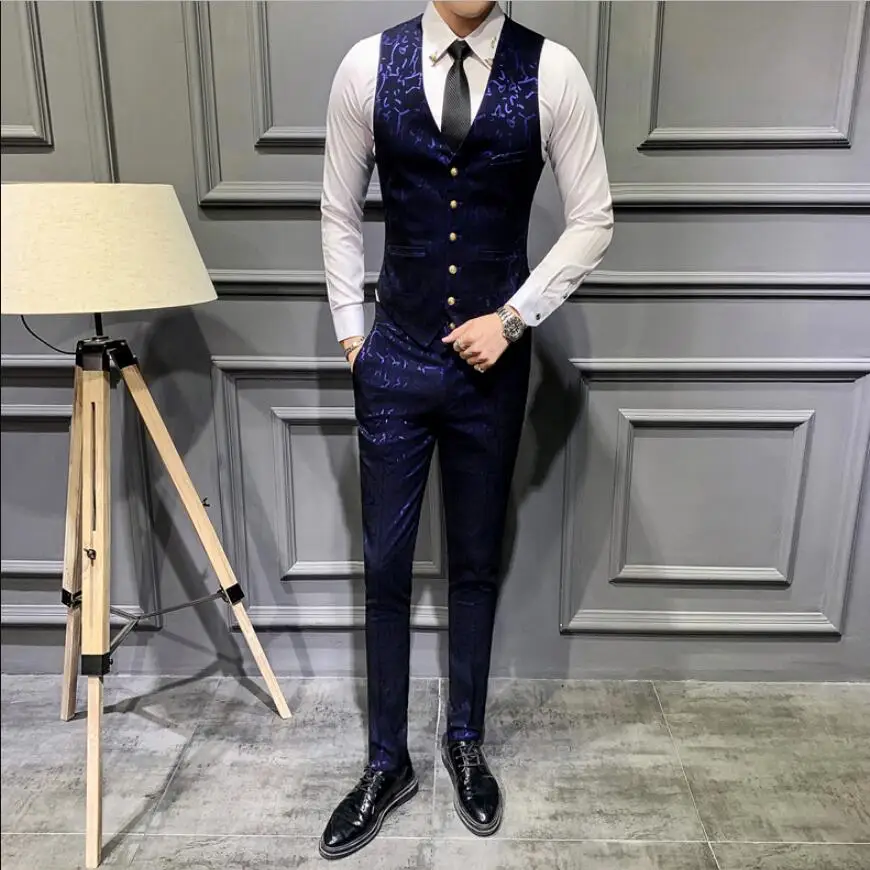 Роскошный мужской костюм с принтом на одной пуговице s деловые блейзеры