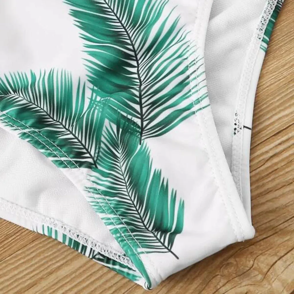 

Women's Swimming Suit Summer Sexy Two Piece Bikini Set Leaves Print Push-up Padded Bra Monokini Swimsuits 2020 Beachwear Biquini