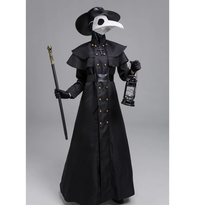 Средневековый Халат с капюшоном для Хэллоуина костюм Чумного доктора маска