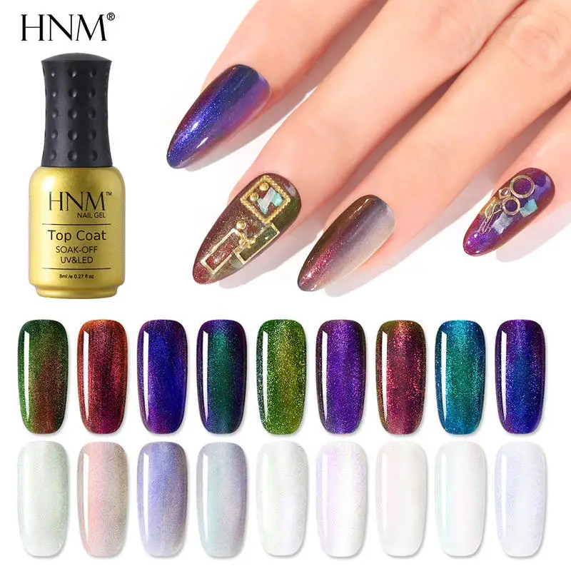 Гель лак для ногтей HNM черный белый основа не протирается блестящий Грушевый