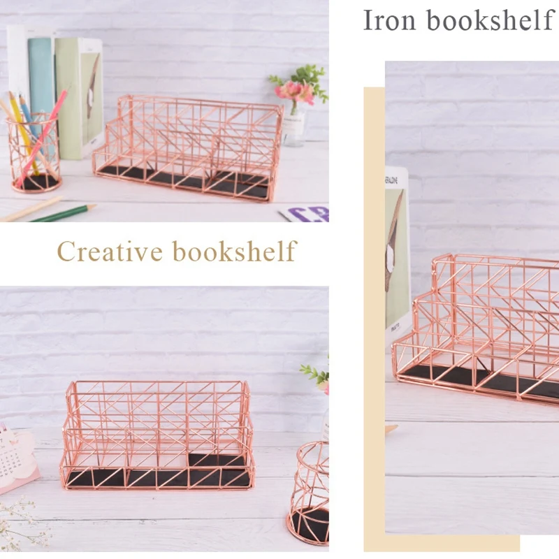 

3 Slots Letter Holder, Metal Multifunctional File Holder for Mails, Brochures and Postcards, Desktop Office Organizer