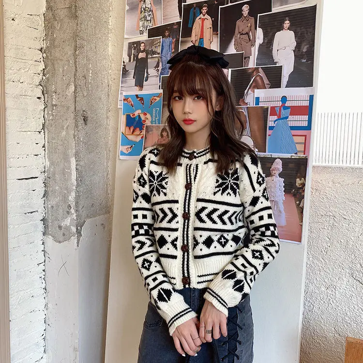 

Cardigan WOMEN 'S 2021 Spring and Autumn Edition Versatile Loose Short College Style Top Autumn Knitted Jacket Fas