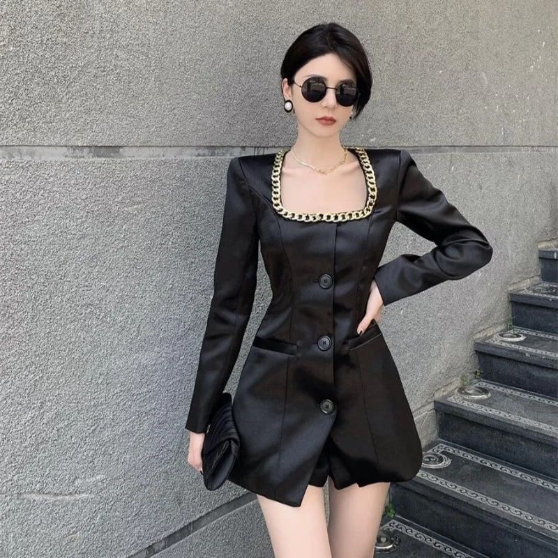 Юбка в стиле богини на раннюю осень новая темпераментная атласная облегающая