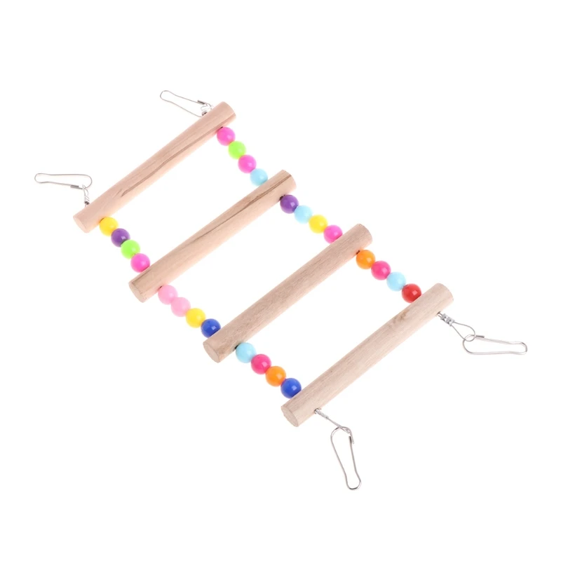 

Birds Pets Parrots Ladders Climbing Toy Hanging Colorful Balls With Natural Wood