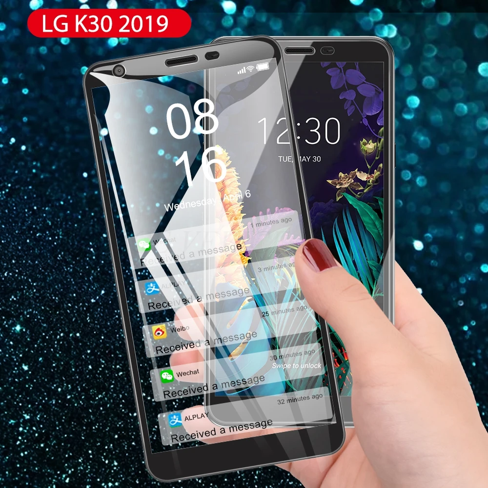 9H HD полное покрытие закаленное стекло для LG K30 2019 Защитная пленка экрана W30 K40S K50 Q60