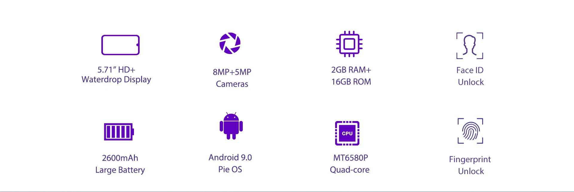 OUKITEL C16, 5,71 дюйма, 2 Гб ОЗУ, 16 Гб ПЗУ, HD+ 19:9, капля воды, смартфон, отпечаток пальца, Android 9,0, мобильный телефон MT6580P, 2600 мАч, разблокировка