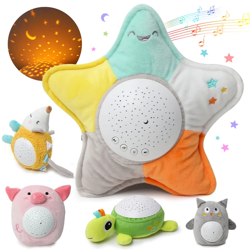 

Soft Stuffed Sleep Led Night Lamp Stuffed Animal Plush Toys With Music & Stars Projector Light Baby Toys For children gifts