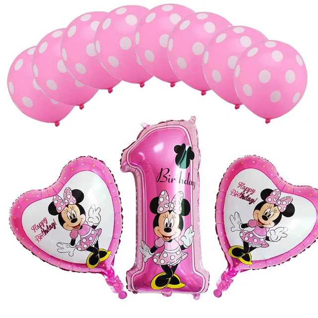 11pcs Pink balloon 112 см Микки Минни Маус мультяшный воздушный шар из фольги на день рождения шар на день рождения украшения для вечеринки Подарки для детей - Цвет: 11pcs Pink balloon
