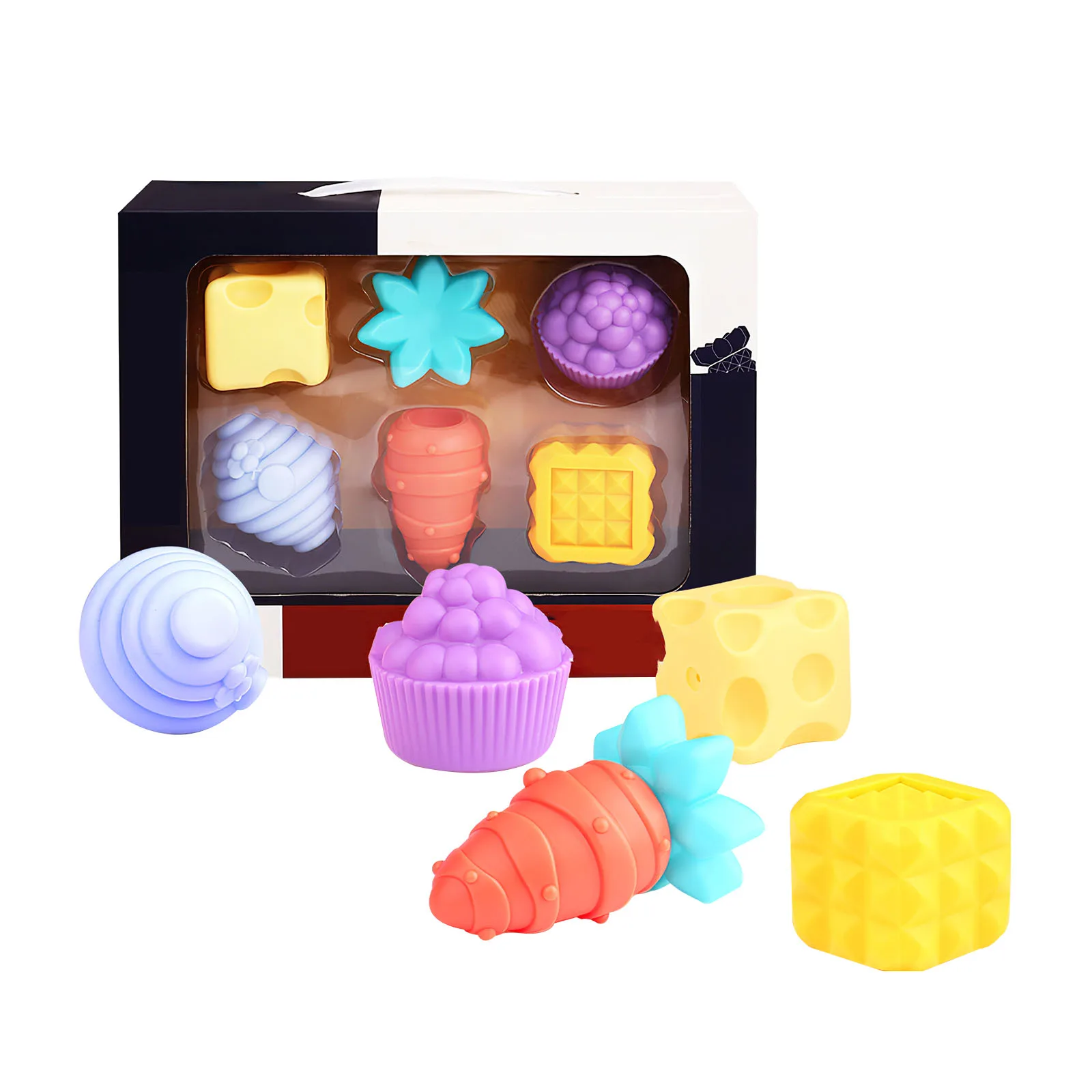 

6PCS Infant Care Baby Educational Toys Set Teethers Ball Cute Baby Tactile Senses Training Touch Ball Massage Soft Ball Gift
