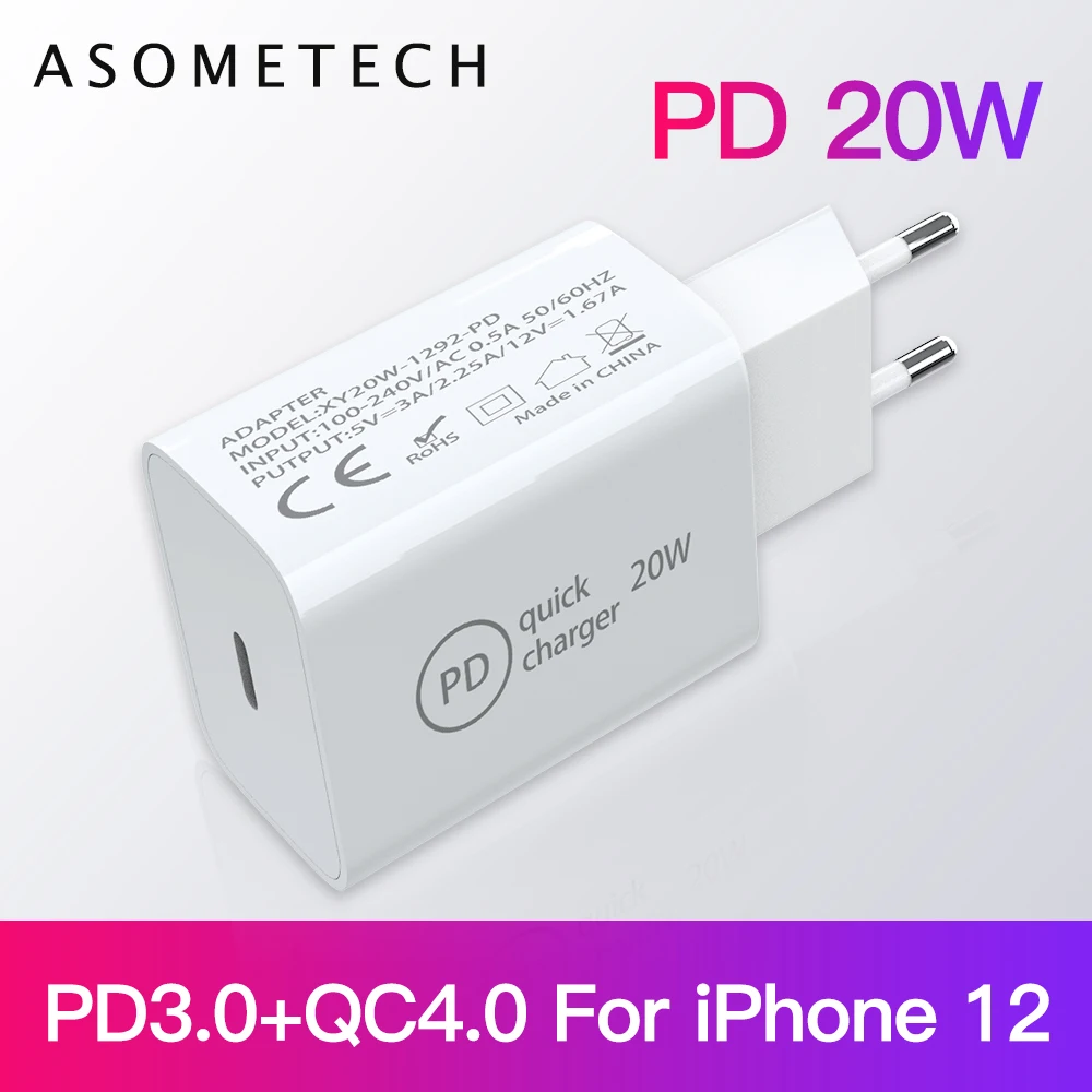 

20W USB Type C PD Fast Charging Phone Charger for iPhone 12 Pro Max Mini Portable Travel Wall USB PD Charger for iPad Air 4 2020