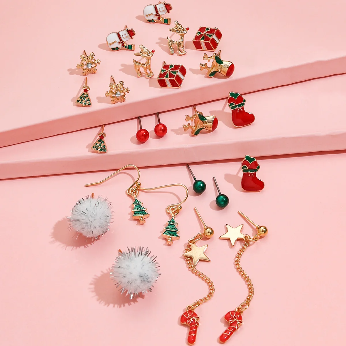

12 PCS Santa Claus Snowman Earring Snowflakes Eardrop Merry Christmas Decor for Home Christmas Gift Xmas Decor New Year 2021