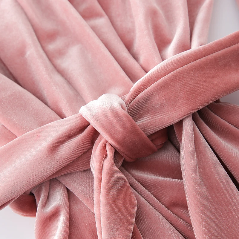 Velvet Robe Wedding Bathrobe For Women Bride Bridesmaid Kimono Robes Bath Robes Autumn Winter solid velvet kimono robe