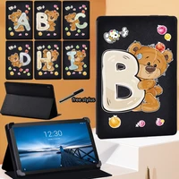 bear letter series tablet case for lenovo tab e10 10 1 inchtab m10 10 1 inchtab m10 fhd plus 10 3 pu leather stand coverpen