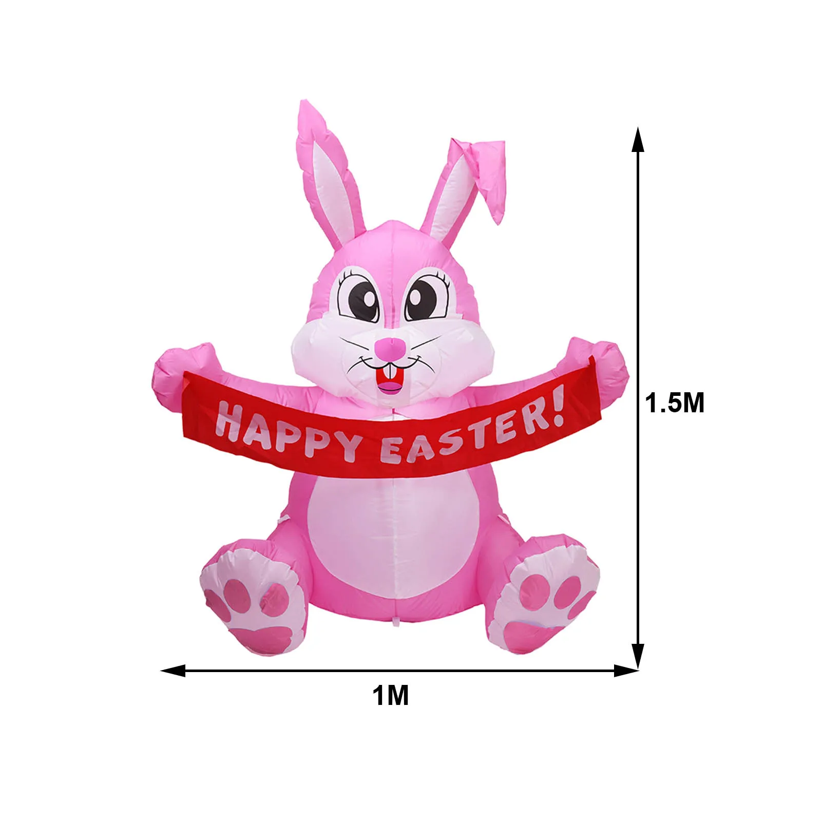 

Giant 1.5M White Rabbit Easter Bunny With LED Lights Inflatable Toys For Outdoor Family Home Party Decoration Office Ornament