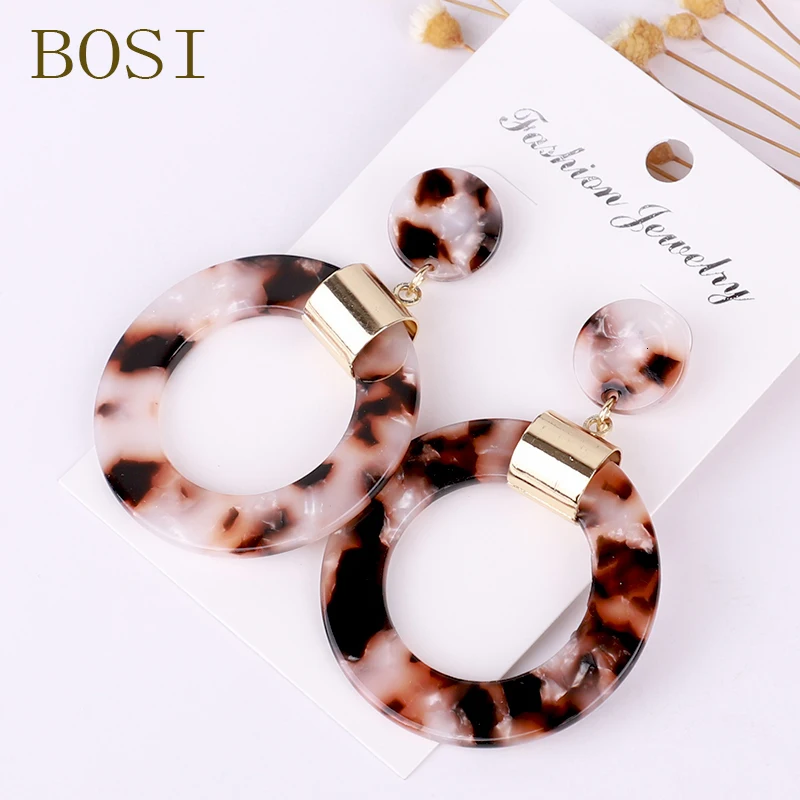 Серьги для женщин, акриловые, Boho, ацетат, висячие серьги, модные, большие, богемные, аксессуары, геометрические, Роскошные, трендовые, для лица