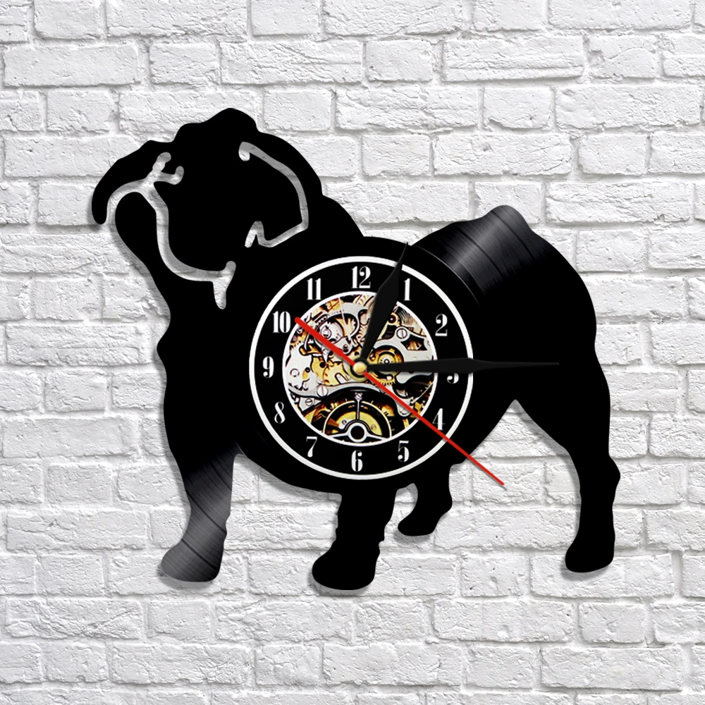 Часы с виниловой пластиной в виде французского бульдога милые домашние животные
