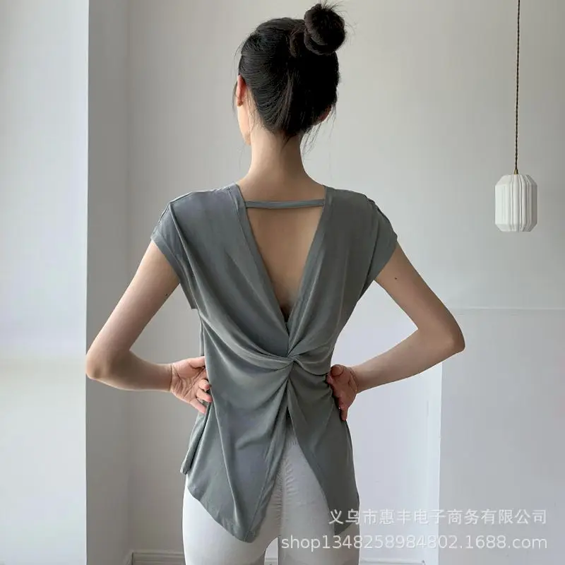 

Summer Women Yoga Shirt Loose O-neck Sleeveless Slimming Female Top Temperament Sports Running Pilates Dancing Fitness Quick-dry