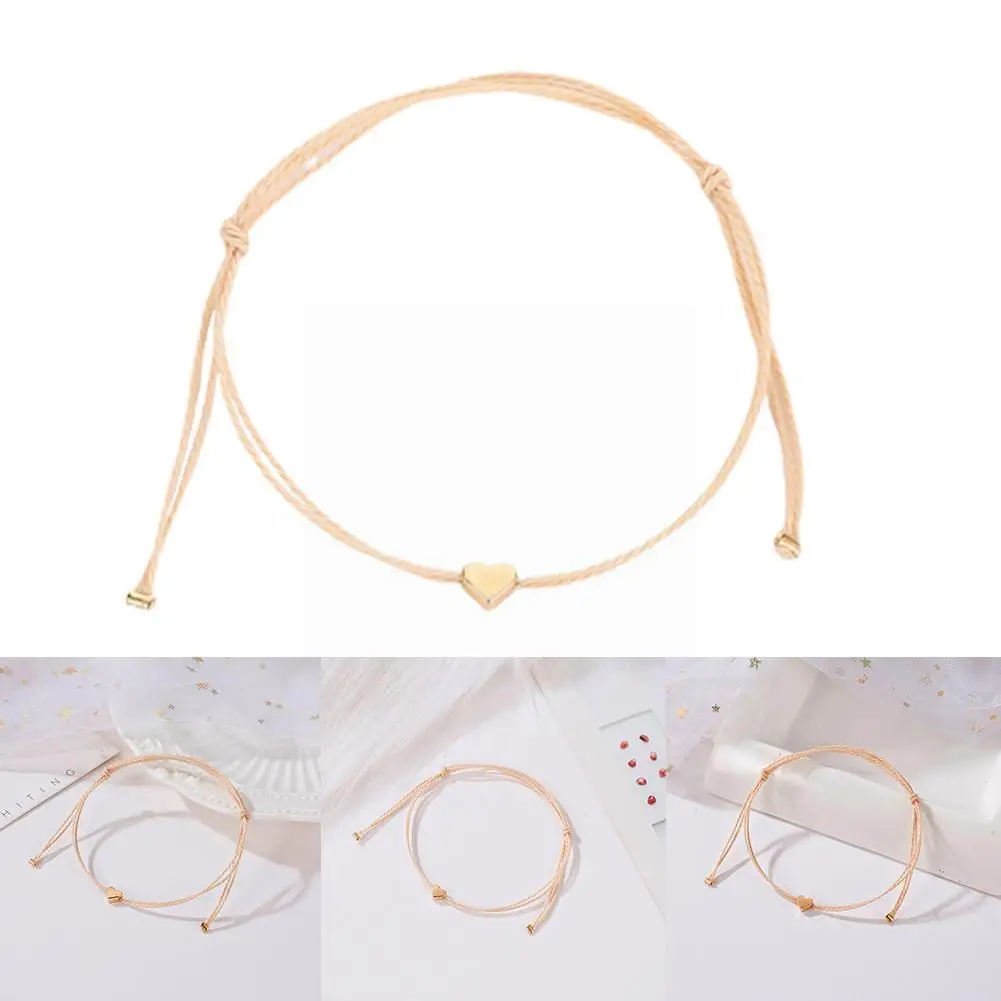 

Korean Sweet Simple Exquisite Cord Heart-shaped Bracelet Small Peach Heart Fresh Women Bracelets Jewelry Hard Love Y7V7