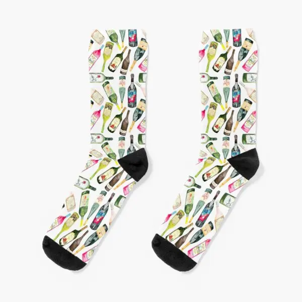 

Cheers Wine Bottles Crew Socks Mens Knee High Women Ankle Black Best