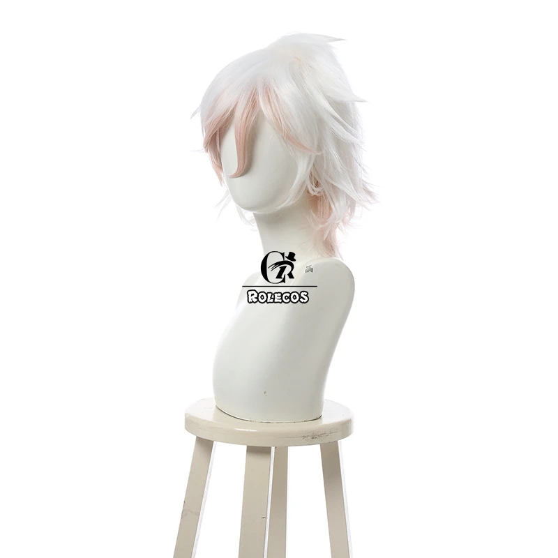 ROLECOS супер DanganRonpa 2 косплей парик Nagito Komaeda 30 см головной убор Мужской волос