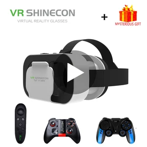 VR Shinecon G05A вр видео шлем виртуальной реальности очки 3D 3 D для iPhone Android VR смартфона умные виар игр смарт смартфонов дополненной телефона комплект видеоочки с экраном контролерами стерео активные нейрошлем