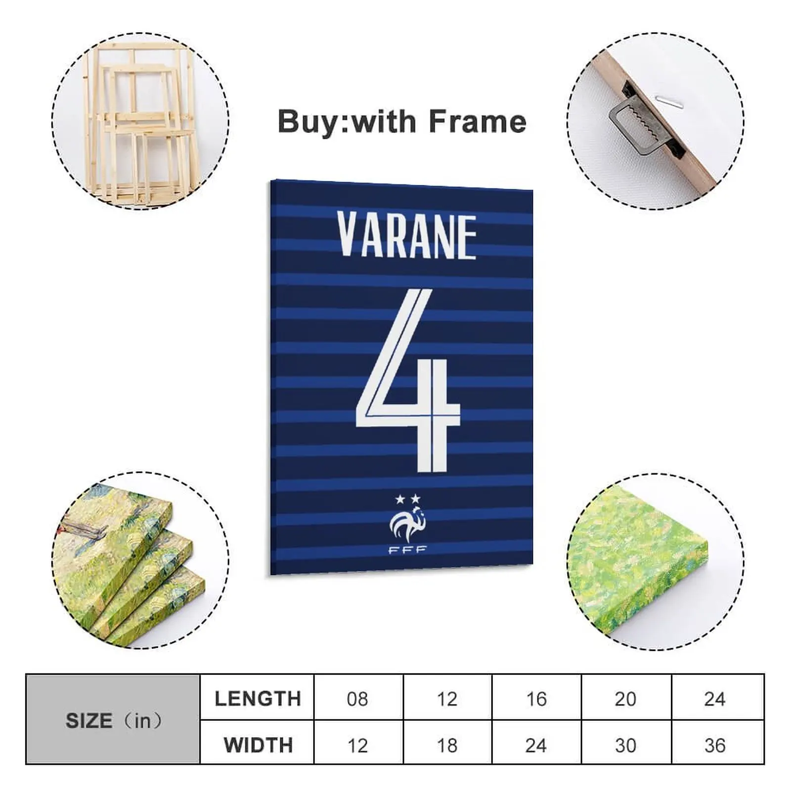 

Decoration 4 Raphael Varane France Print Painting Canvas Picture for Living Room Wall Room Posters With Frame Modern Home