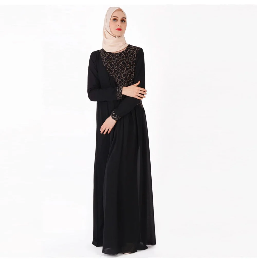 

Muslim Women's Wear Robe Gauze Dress Lace Ethnic Clothes muslim sets hijab abaya turkey malaysia abya dress islamic