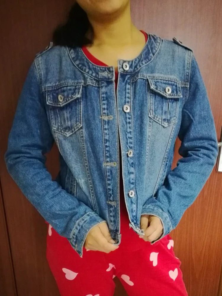 Куртка женская укороченная из денима Классическая джинсовая куртка большие