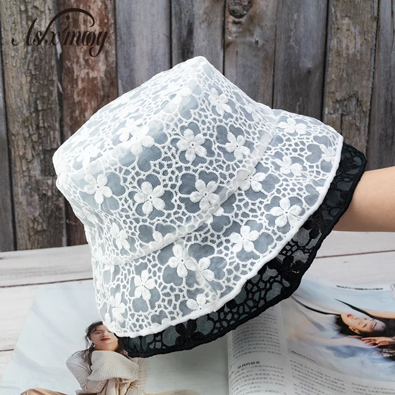 Женская панама с вышивкой прозрачная Кепка в рыбацком стиле женская элегантная