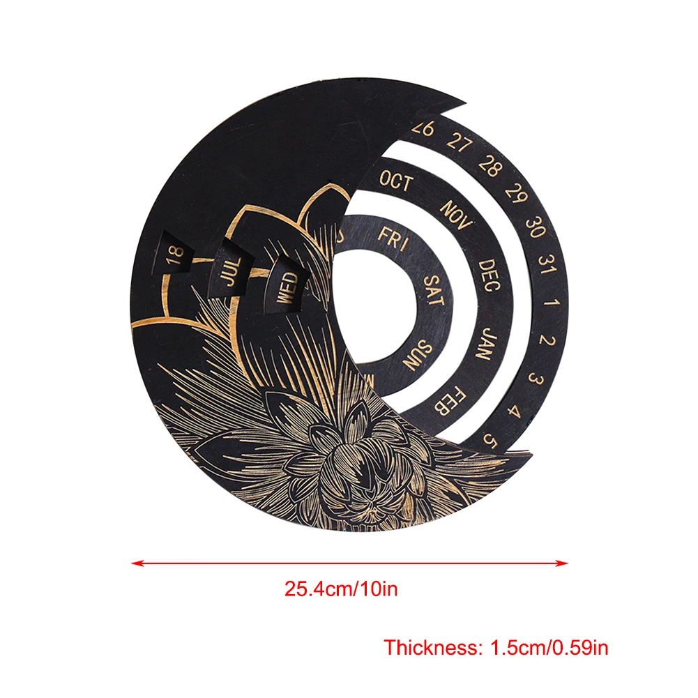 

Creative Wooden Calendar Circular Perpetual Calendar Wall Hanging Crafts Small Ornaments Household Decoration for Gift