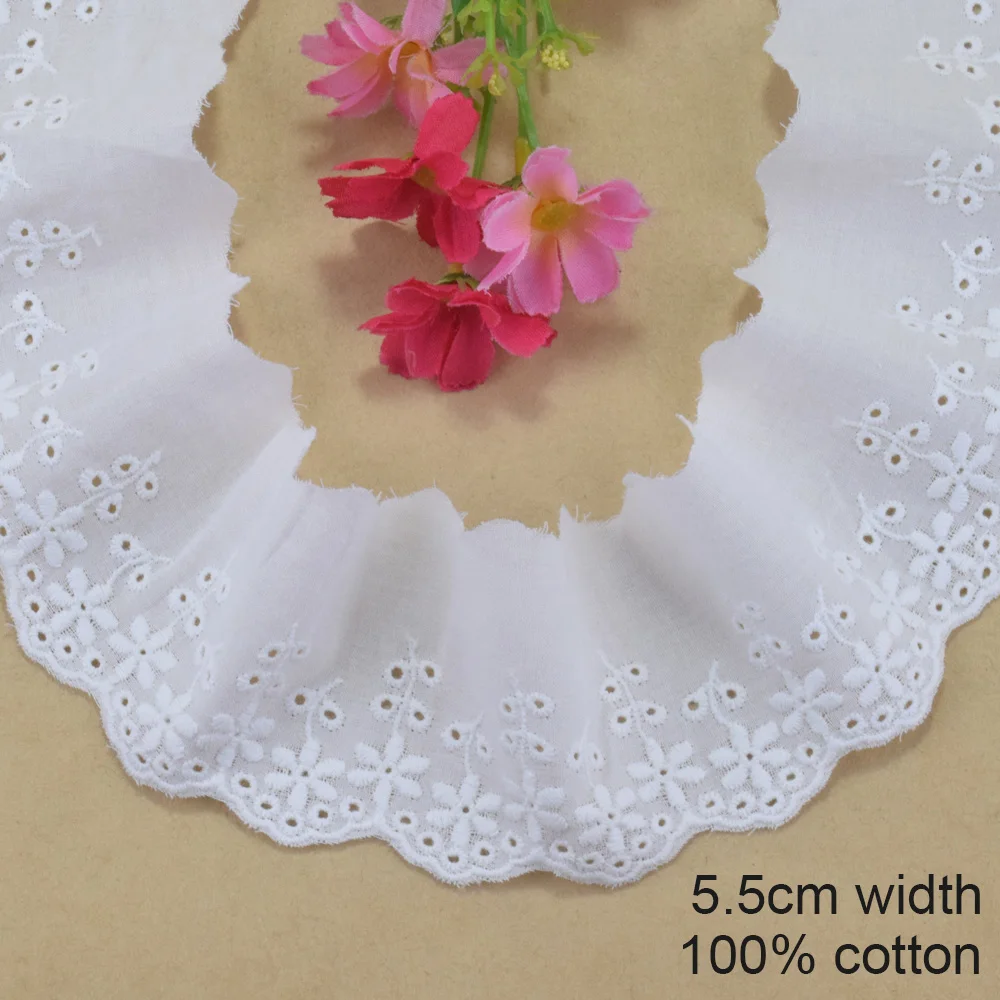 5 см в ширину 100% хлопок вышивка белая кружевная швейная лента отделка свадебное