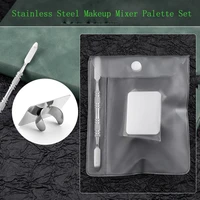 1pc stainless steel makeup mixer nail art polish mixing plate foundation eyeshadow eye shadow mixer palette with spatula rod g