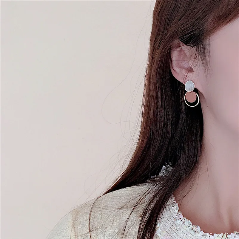 Корейские модные круглые не проколотые серьги двухслойные очаровательные |