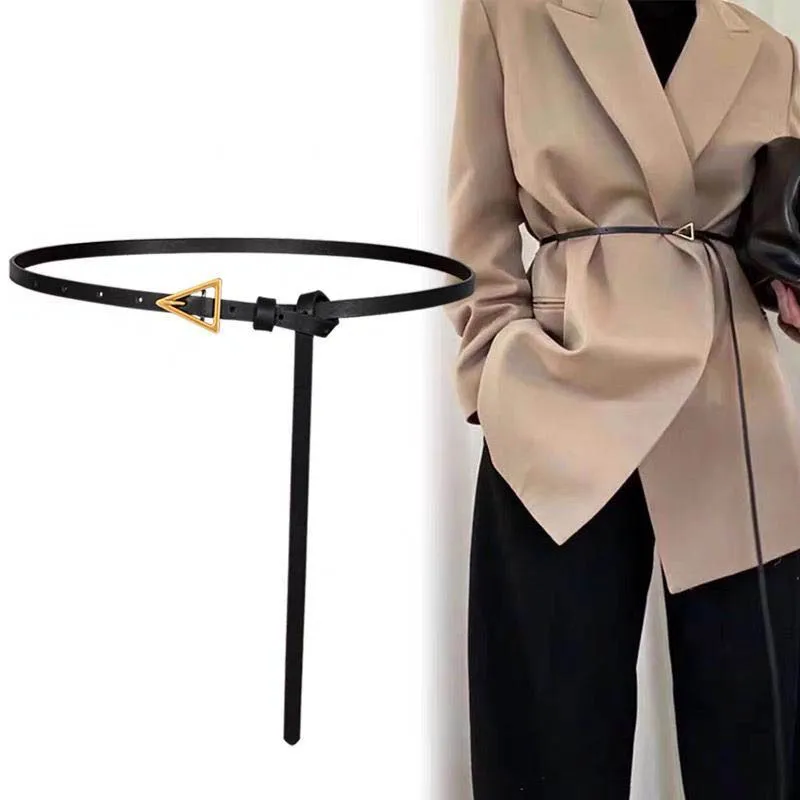 

Тонкий ремень с треугольной пряжкой, женский ремень из искусственной кожи