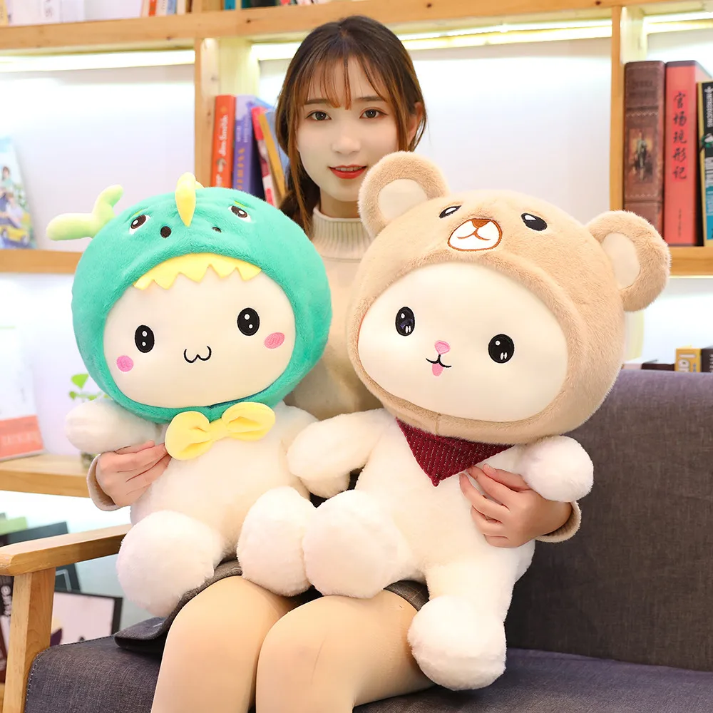 New Huggable 1pc 25-60cm Super Kawaii Rabbit Plush Toys Cute Shark Bear Stuffed Soft Accompany Pillow Kids Birthday Gift Dolls | Игрушки и