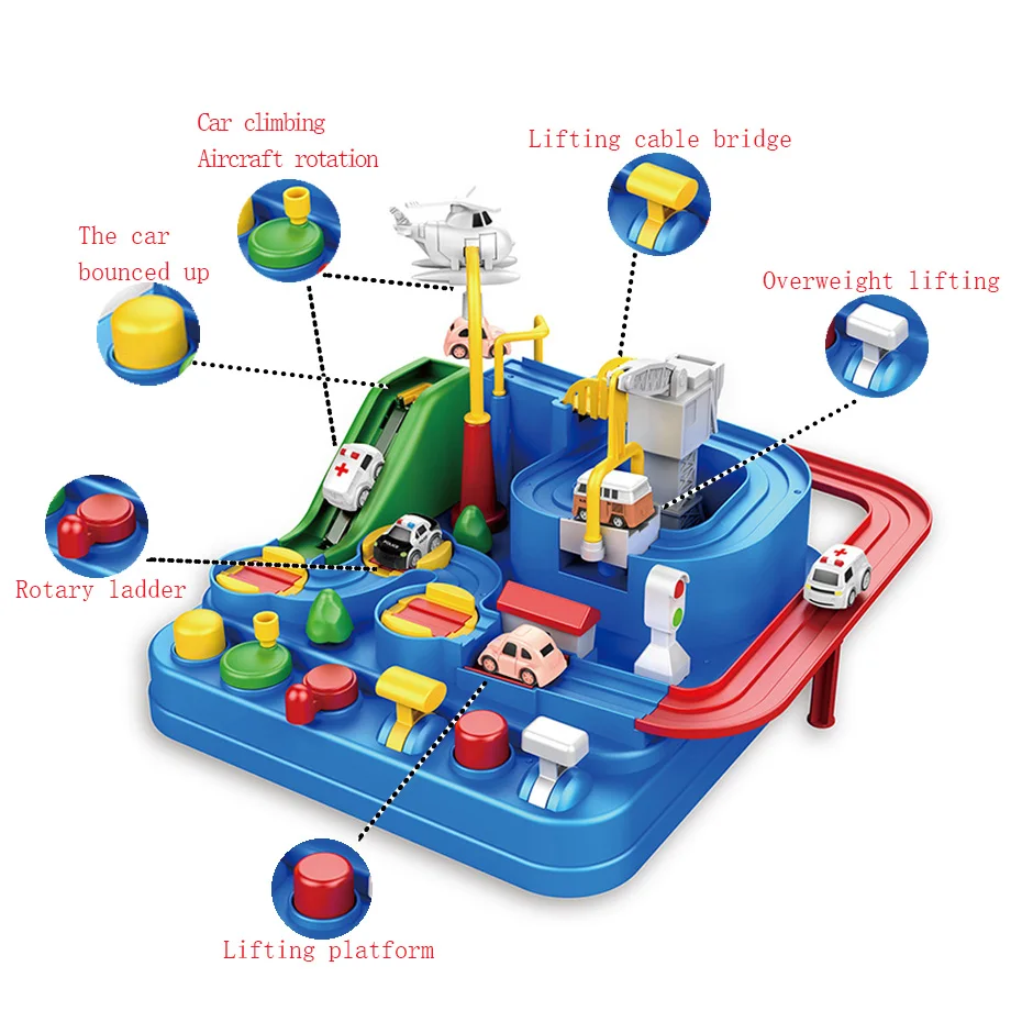 

23cm Racing Rail Car Model Racing Educational Toys Children Track Car Adventure Game Brain Game Mechanical Interactive Train Toy