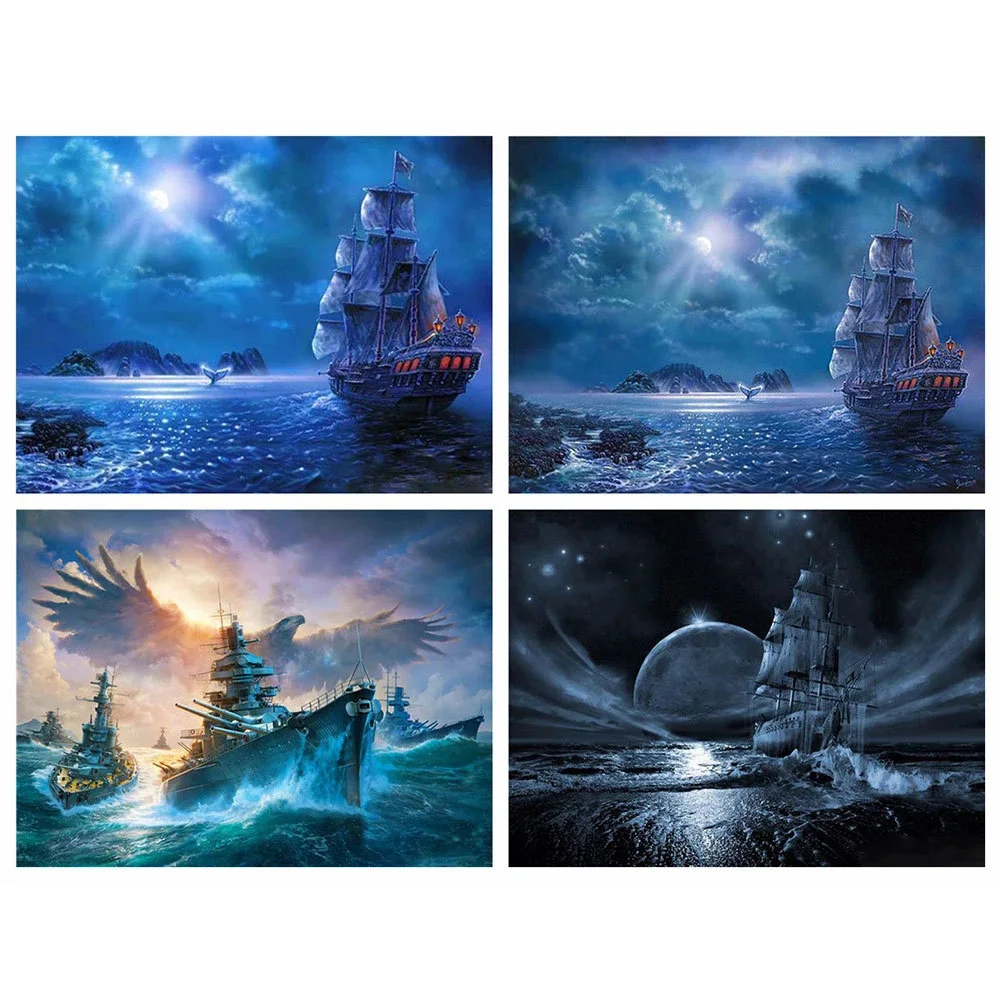 

Kamy Yi Full Square/Round 5d Diamond Painting Boat Mosaic Landscape DIY Diamond Embroidery Sea Handmade Gift Craft