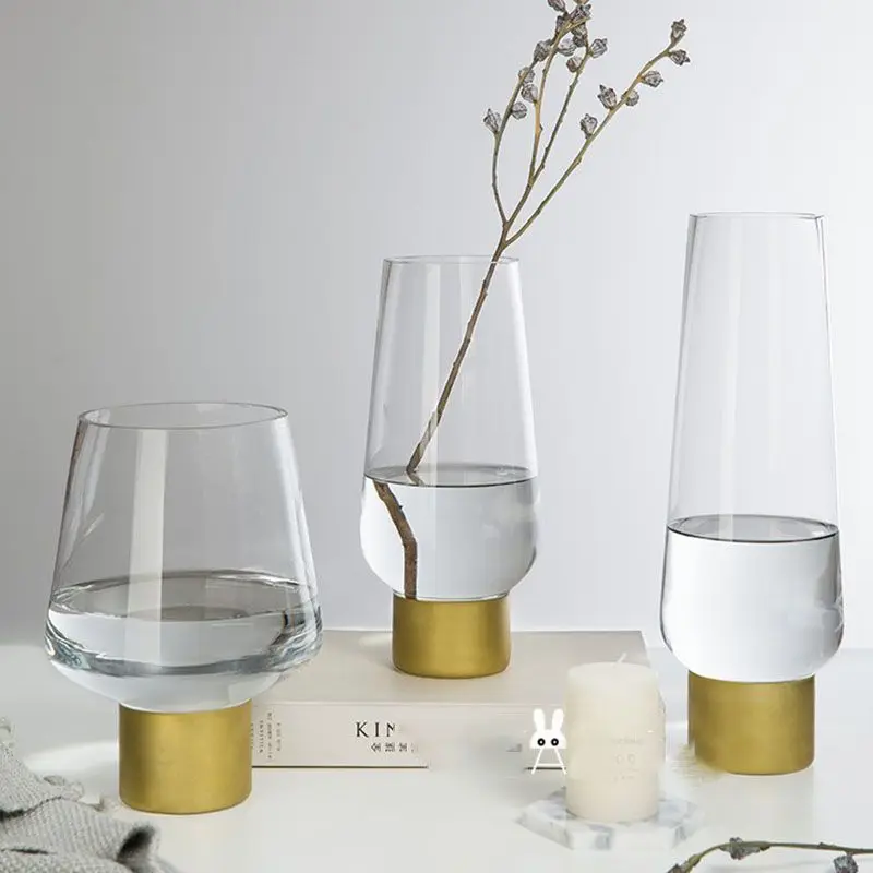 

Glass Vase Nordic Decor Terrarium Gloden Tray Vase For Wedding Party Decoration Vases Hydroponic Ornaments Flower Vases Украшени