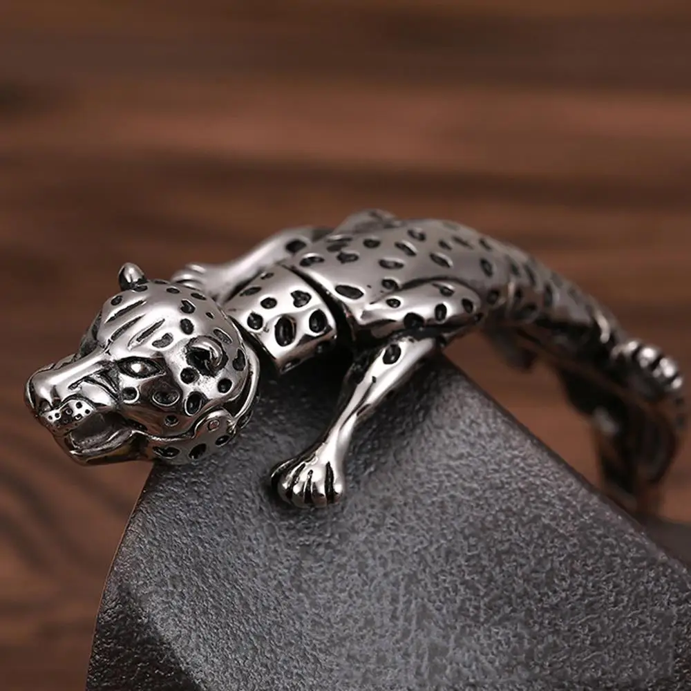 Браслет мужской из нержавеющей стали с гепардом трендовый браслет