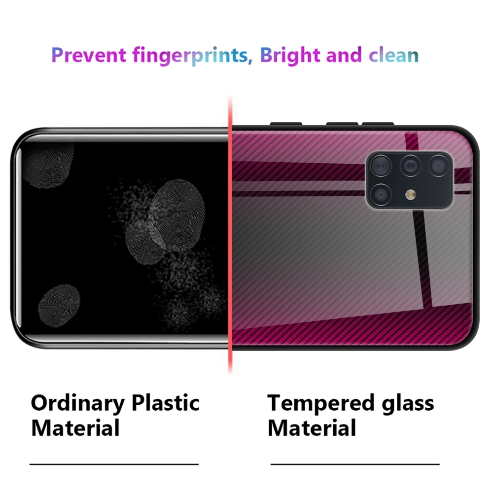 Tempered Glass Case For Samsung Galaxy A51 A71 A50 A50s Gradient Texture Back Cover For Samsung A 72 52 A 32 22 A21s A20 A71 A51