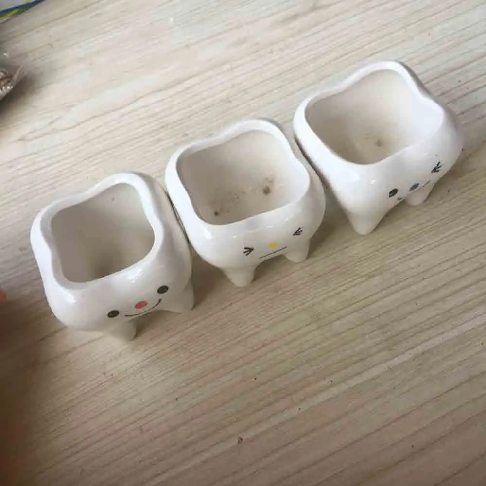 Милый зуб горшок ваза креативная керамическая мультфильм цветочный для