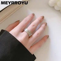 meyrroyu silver color minimalist style 2022 ring for women silver unique design stone texture new fashion finger jewelry party