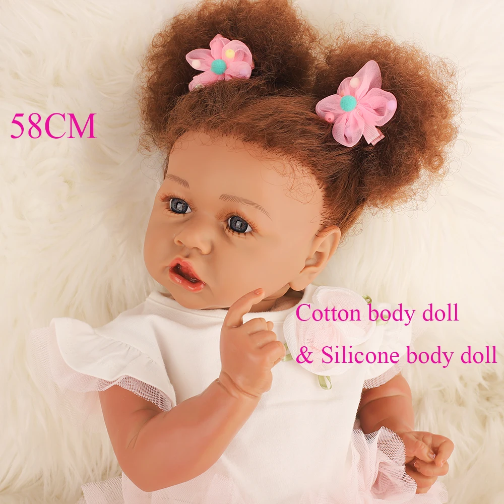 

Handmad 58cm Reborn Baby Dolls Silicone Soft Body Fashion Boneca Reborn For Kids Christmas Gift Best Playmates